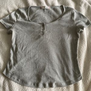 Pink rose gray crop tee